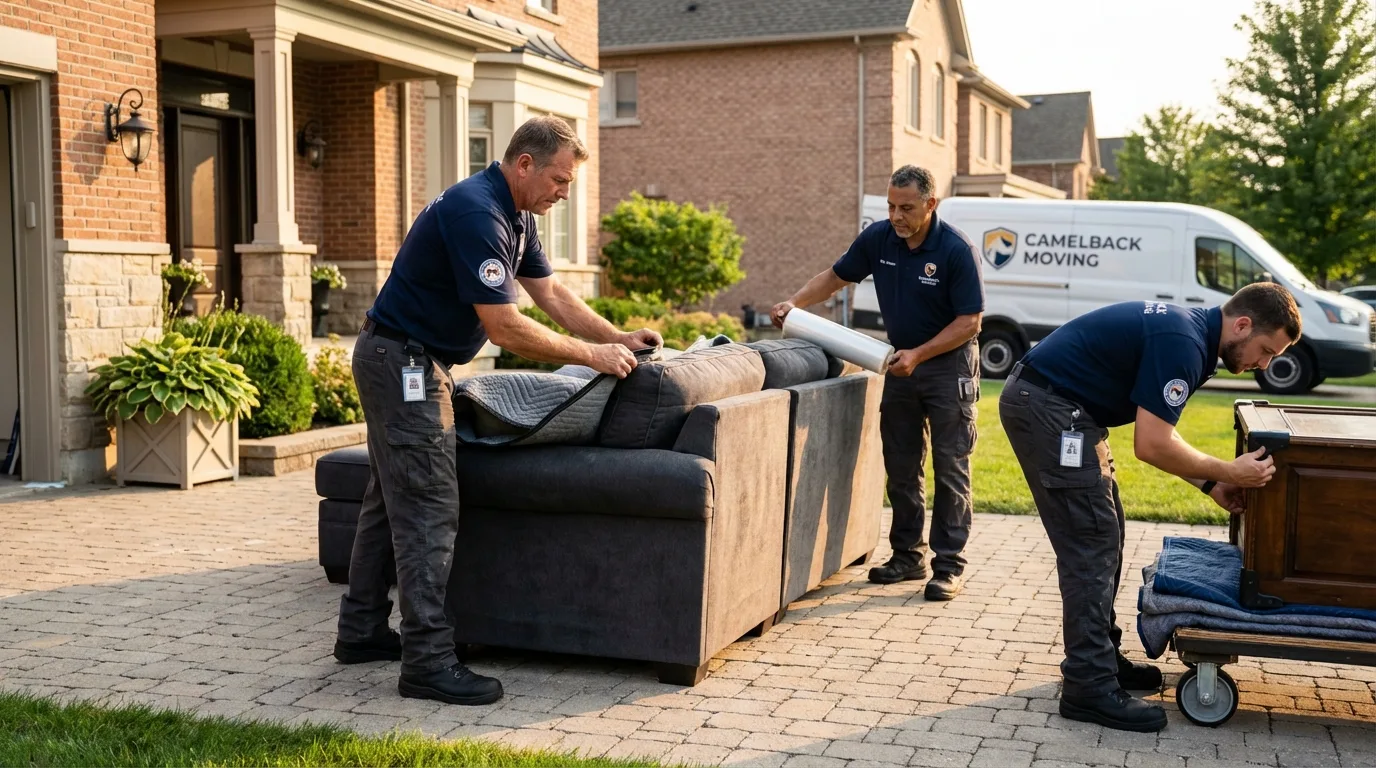 Large estate moving crew wrapping furniture in San Antonio, FL